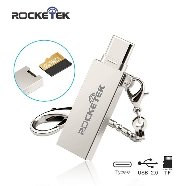 

rocketek type c usb 2.0 aluminum otg phone multi memory card reader adapter cardreader for micro sd/tf microsd computer laptop
