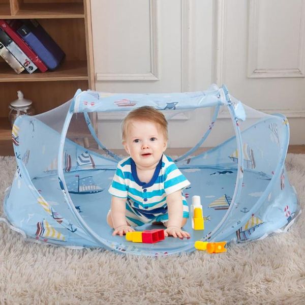 

foldable summer baby mosquito net cartoon print travel tent with cushion