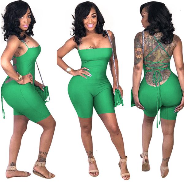 

super skinny shorts feminino strap summer rompers women jumpsuit backless combinaison short femme lm996 drop shipping, Black;white