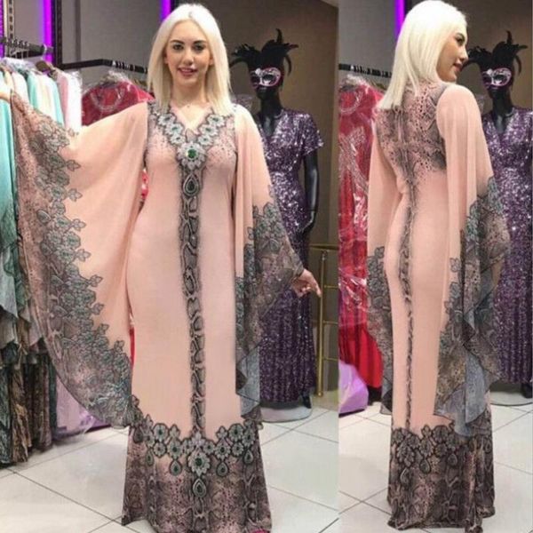

pink new fashion big size batwing sleeve v neck african snake print chiffon long dashiki traditional party maxi dresses for lady, Red