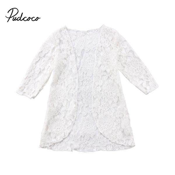 

new toddler kids baby girl clothes floral lace long sleeve sunscreen beach dress rashguard coats outerwear princess outfit 6m-5y, Blue;gray