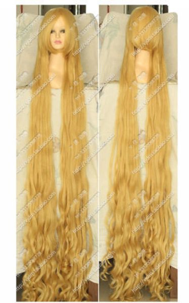 Capelli biondi aggrovigliati Rapunzel 200 cm lunghi ricci ondulati per cosplay