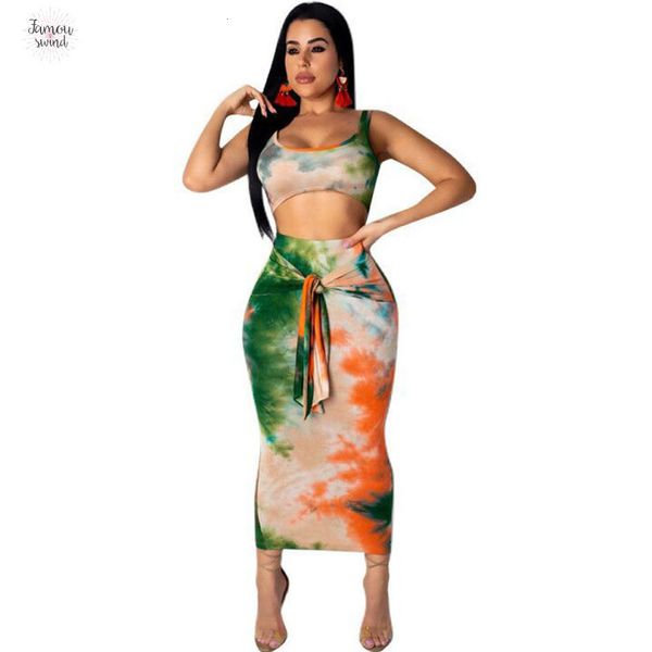 

sexy два set и эпикировка tie dye crop top club midi skirt set 2 шт летняя одежда женщины matching наборы, White