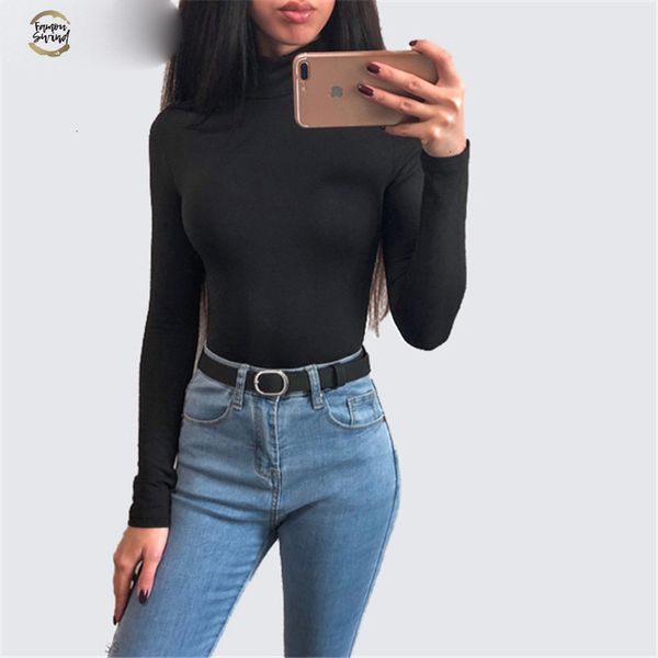 

solid color turtleneck skinny bodysuits women new autumn winter keep warm long sleeve bodycon sheer bodysuit, Black;white
