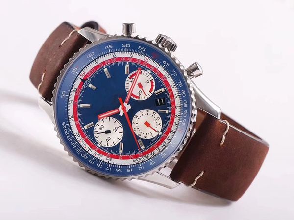 

v9 черные и белые голубые поверхности 43mm15mm7750 временных механический автоматические движения часов швейцарских часы класс люкс мужских, Slivery;brown