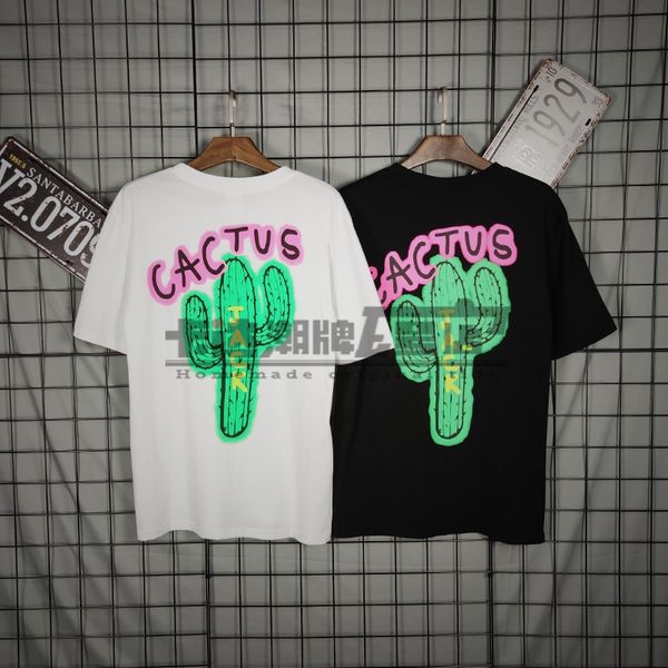 

popular brand boris scott short-sleeved cactus printed ins net red men and women couple loose t-shirt around the tour, White;black