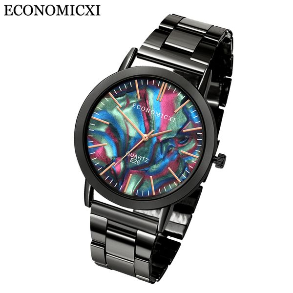 

economicxi high-profile luxury watches glass men fashion business casual round quartz watch tungsten steel belt watches fashion, Slivery;brown
