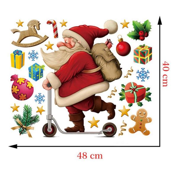 

christmas self-adhesive pvc wall sticker kid cartoon bedroom home decor santa with gifts murals