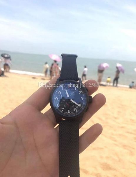 

2019 new classic black 43.5mm dial fabric strap mens watch luxury brand vk quartz movement chronograph male watches, Slivery;brown