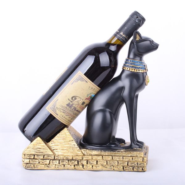 

europe egyptian god cat wine rack ornaments creative wine holder home kitchen bar decor accessories resin crafts christmas gifts