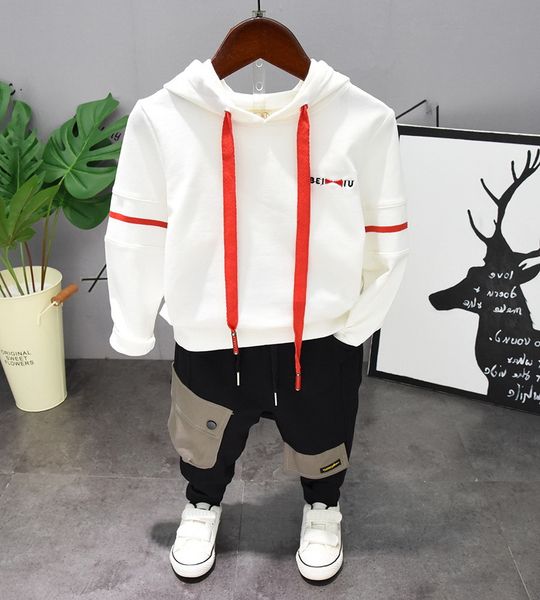 

дети baby boy одежда наборы повседневный письмо печати осень зима outwear наборы длинными рукавами костюмы top + pant наряды hat set t200707, White