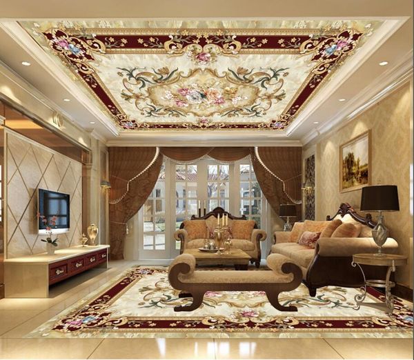 

european style ceiling floor painting 3d ceiling murals wallpaper