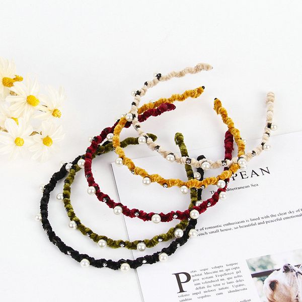 

2.4cm wide темперамент оголовье жемчужные twist bands braid младенца волос прическа для стрижки волос стиль 2.4cm wide scagk, Black;brown