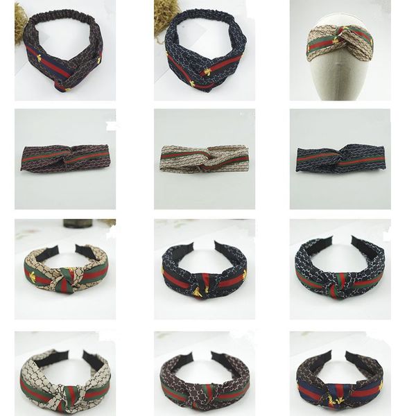 

fashion designer headband soft g letter silk headband elastic ladies printing cross head belt woman party travel headwraps le362, Slivery;white