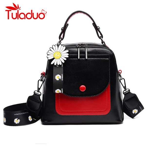 

women backpack school college backpack flower vintage pu leather preppy women famous mochila for female 2020