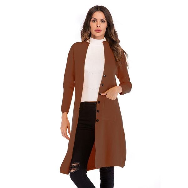 

women fashion casual solid long sleeve sweater cardigan coat spring winter autumn o neck yellow black wine red, White;black