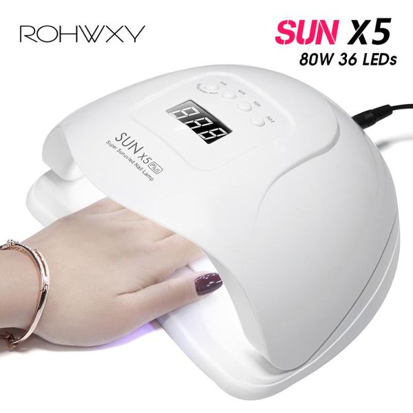 

rohwxy 72/80w dual uv led nail lamp nail dryer for gel polish curing light timer lcd display lamp for nails dryer