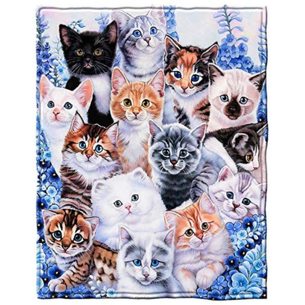 

kitten collage fleece throw blanket by jenny newland