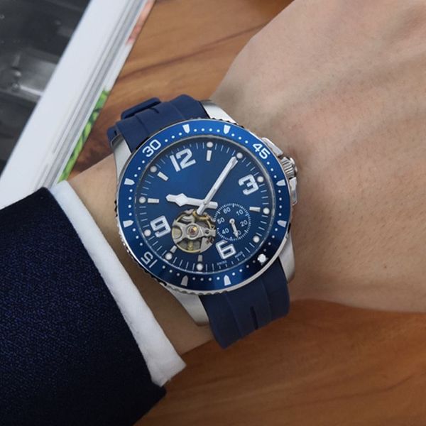 

luxury watch automatic mechanical movement 316l stainless steel case mineral crystal glass mirror belt pin buckle 40mm 12mm mens watches, Slivery;brown