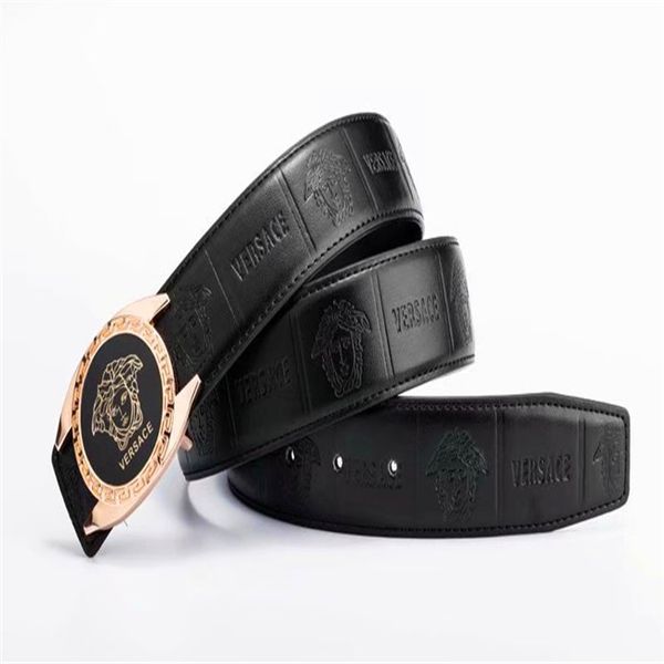 

fashion big buckle genuine leather belt with box designer belts men women new mens belts, Black;purple