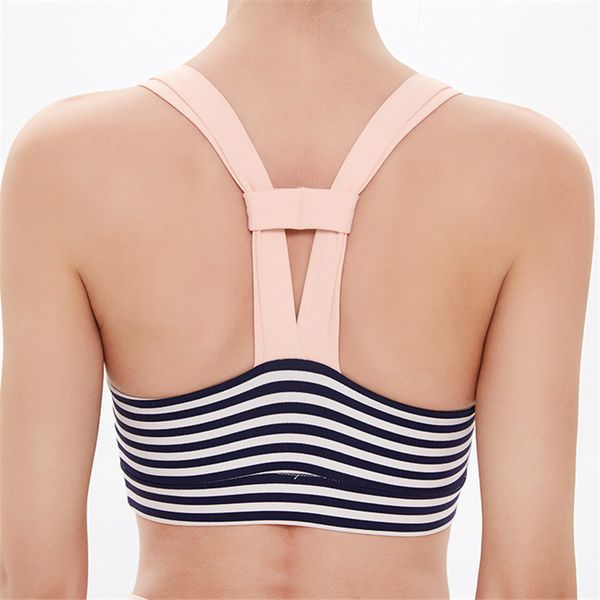 

stripe sports fitness bra underwear women gym yoga vest bra crop sportswear workout fitness padded yoga for women sport vest, White;black