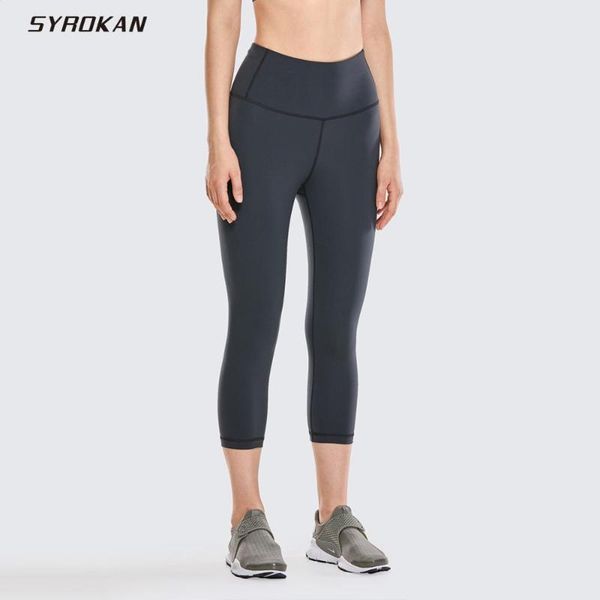 

syrokan women's high waist yoga leggings luxury sports capri with zip pocket 17 inches, White;red