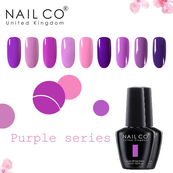 

nailco varnish hybrid soak off nail gel polish 15ml purple series long acting uv led lamp art design lacquer gel nail poilsh, Red;pink
