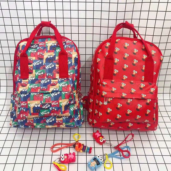 

sesame street fashion anime pu backpacks soft leather school backpack casual bags travel knapsack new