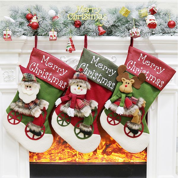 

large size christmas stockings christmas decoration santa snowman elk gift bags new year decoration candy bag gifts socks