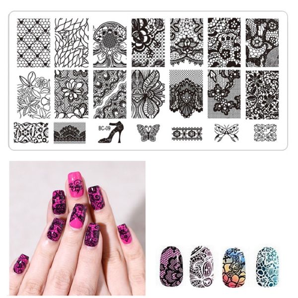 

girl2girl nail art printing template nail stamping plates flower lace art stamp, White