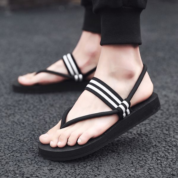 

home shoes summer fashion trend male slippers leisure beach flip-flops men wear outside joker cool sandals personality, Blue;gray