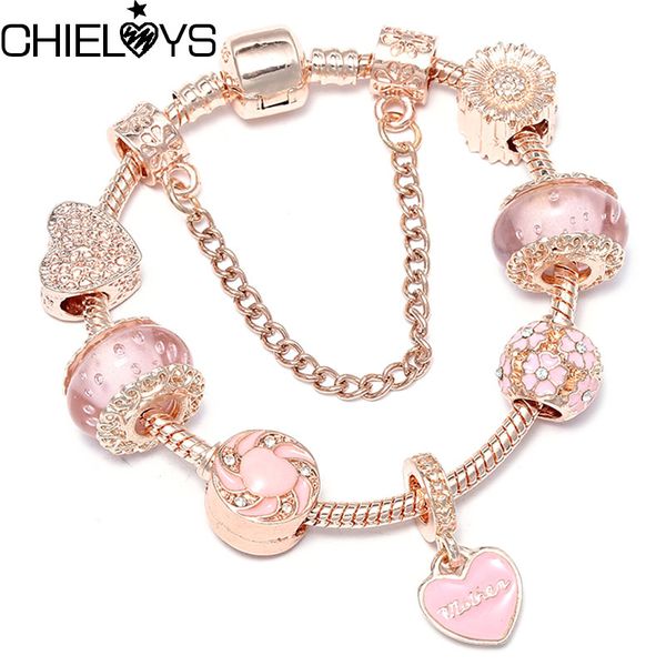 

chieloys new arrival european brand charm crystal bracelets & bangles fashion rosegold bracelets for women pulseira feminina, Golden;silver