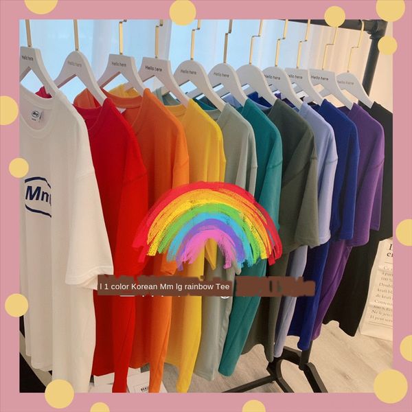 

ins11 цвета радуги письмо mml свободно короткие рукава -shirt женщин пара топ персик какао ins11 цвета радуга письма mml свободно с коротким, White