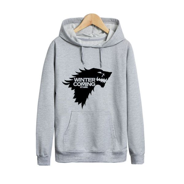 

pkorli house stark winter is coming hoodies men casual pullover autumn sweatshirt hip hop streetwear, Black