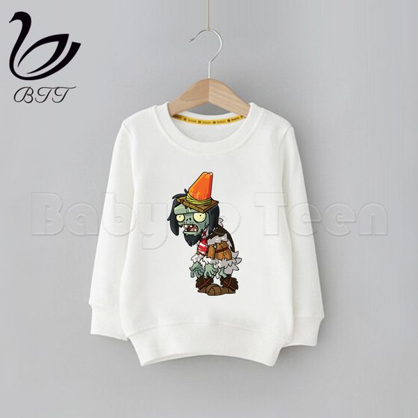 

plants zombies cartoon children hoodie cute print sweatshirts kid clothes baby cartoon hoodies sweatshirts boys classic clothes, Black