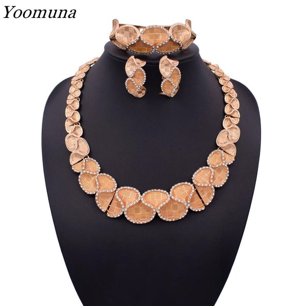 

luxury dubai rose gold jewelry sets nigerian wedding african beads crystal bridal jewellery set for women ethiopian jewelry, Silver