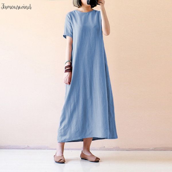 

платье в стиле ретро белье 2019 летняя рубашка женщины платье с коротким рукавом твердая вскользь сыпучие партии maxi long vestidos hot sale, Black;gray