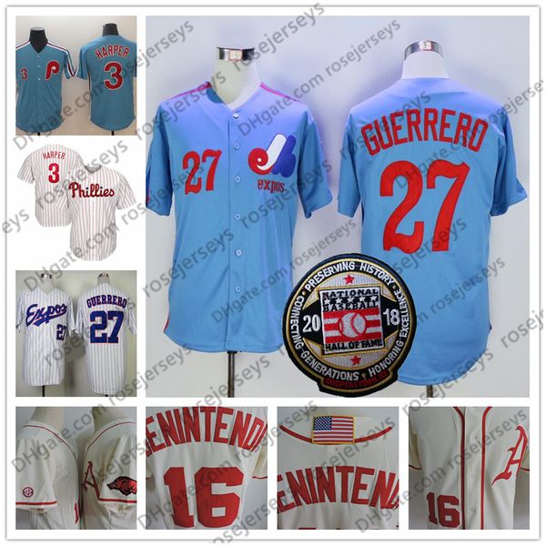 

expos vladimir guerrero 2018 hof vintage jersey #27 montreal phillies 3 harper philadelphia bryce baseball christmas gift xmas present, Blue;black