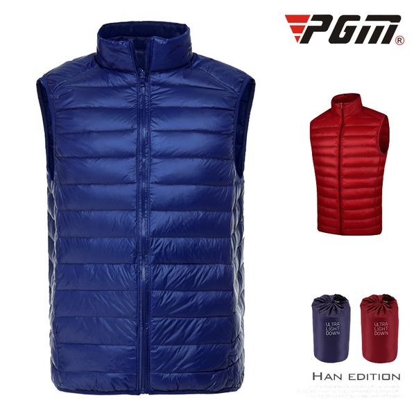 

mens winter down jacket sleeveless coat thicken keep warm full zipper vest jackets outdoor male lightweight golf jackets d0512, Red;blue