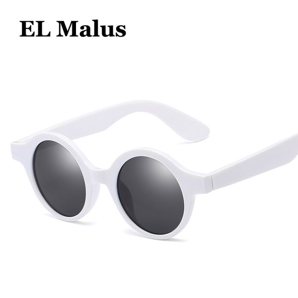 

el malus]retro round frame sunglasses mens women gray lens mirror red white shades male female sun glasses, White;black