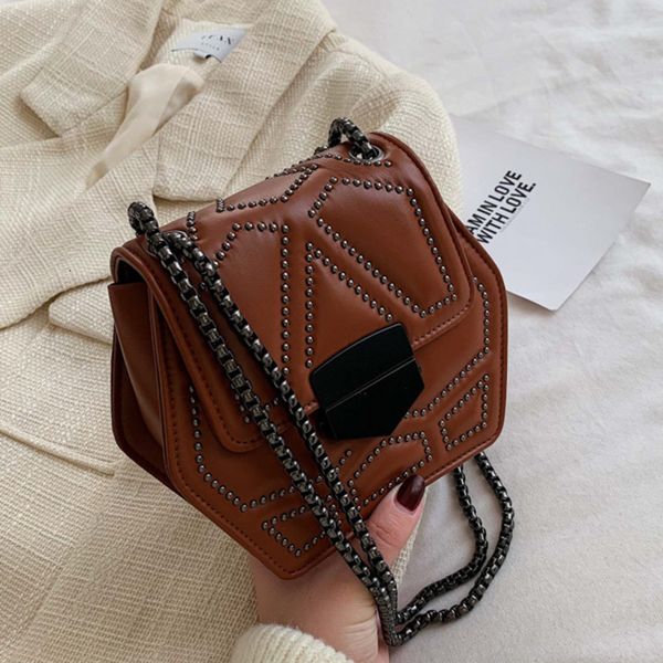 

female rivet crossbody bags for women 2020 leather handbags sling sac a main ladies hand shoulder messenger bag