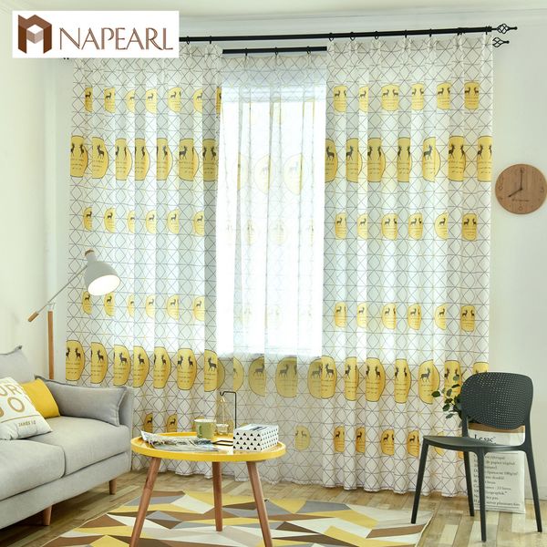 

napearl 1 piece cartoon design semi shade curtain bedroom windows home decor modern fashion style tulle draperies deer plaid