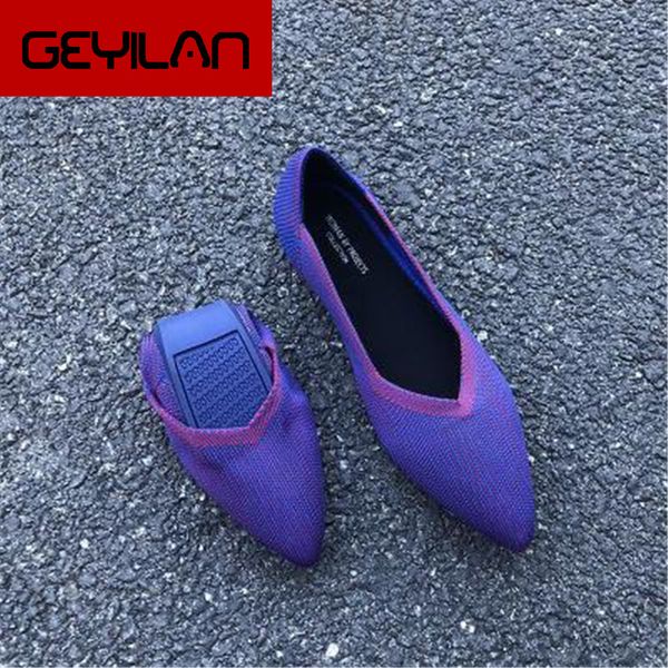 

women's casual shallow mouth flat shoes breathable soft bottom knit ballet shoes camouflage pregnant 35-40, Black
