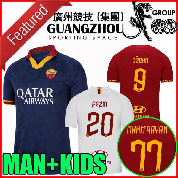 

19 20 roma soccer jersey 2019 2020 home away maglie da calcio dzeko totti kolarov perotti fazio florenzi third 3rd man kids football shirts, Black;yellow