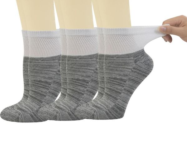 

women's 6 pairs bamboo diabetic ankle socks with non-binding and cushion sole,l size(socks size:9-11), Black;white