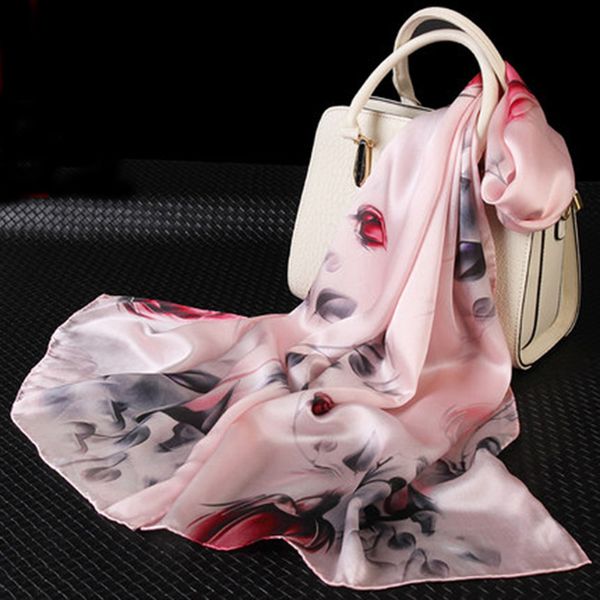 

hangzhou 100% pure silk scarf women digital print floral soft long silk fashion shawl wrap stain hijab headscarf holiday gift