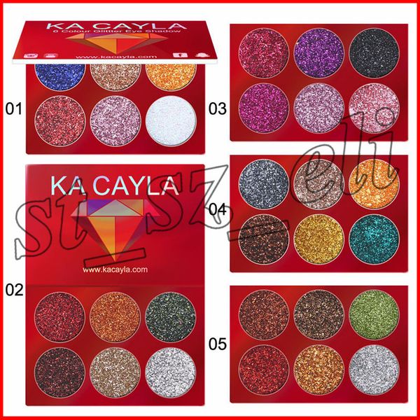 

ka cayla 6 color eyeshadow palete diamond shimmer eye makeup cosmetic highlight eyeshadow pressed glitter palette
