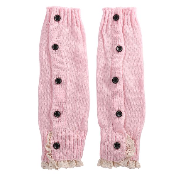 

warm kids girls trendy knitted button lace leg warmers trim boot cuffs leg warmers, Blue