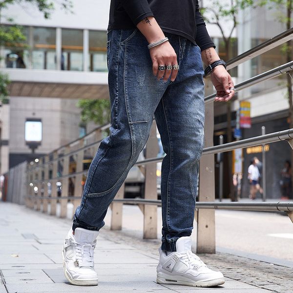 

jeans men 2019 large size men's blue tie jeans men's loose casual feet denim pants more sizes xxl-6xl