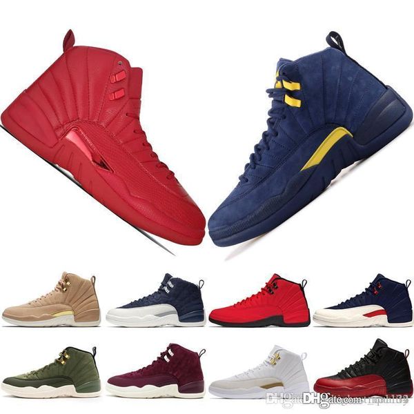 

cair 1 jordan 1 12 12s gym red michigan bulls mens basketball shoes flight flu game unc wings taxi men sports sneakers designer trainers